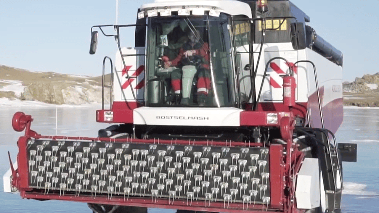 Video: Watch a high-powered tractor and combine ‘skating’ on ice