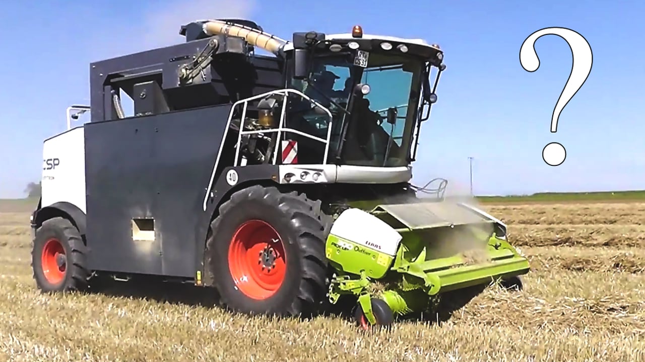 Here’s a self-propelled harvester with a difference; but what is it?