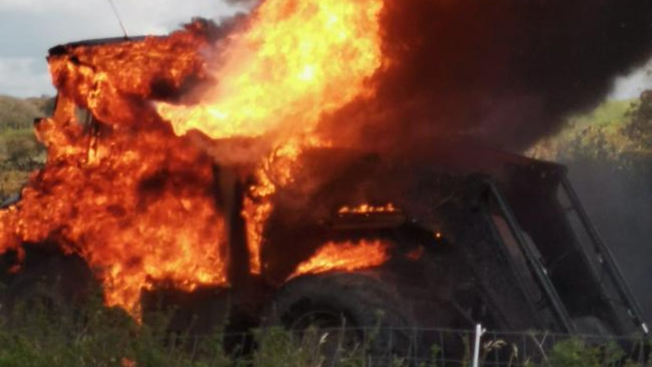 Tractor destroyed by fire in Devon