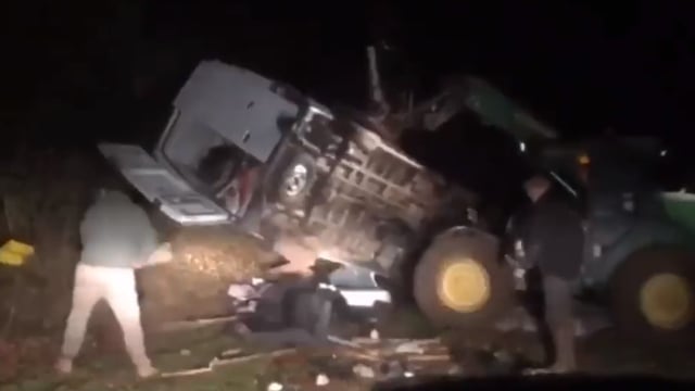 Video: Farmer capsizes van ‘dumping rubbish’ on his land