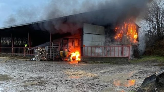 Cattle saved as 20 firefighters called to Ceredigion barn fire