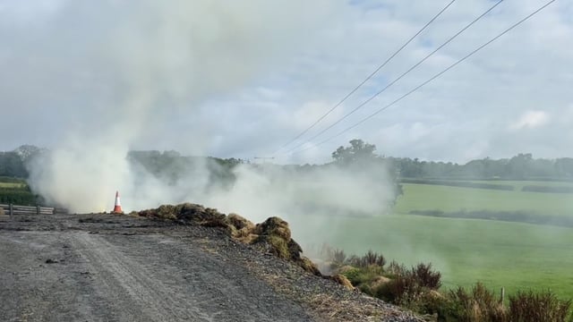 Fire crews use water jets to tackle barn fire in Wales
